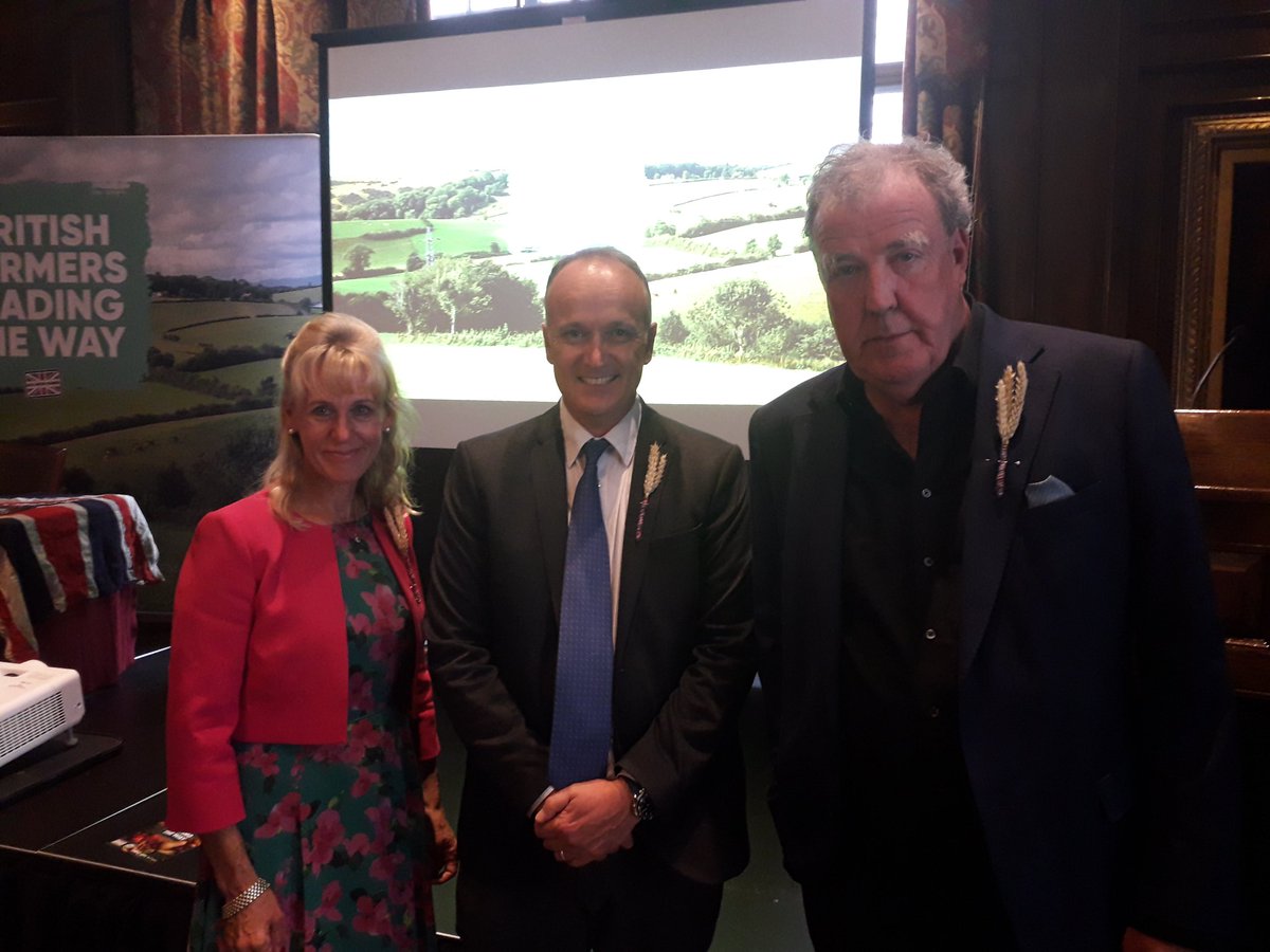 On #BackBritishFarmingDay it was great to chat with <a href="/JeremyClarkson/">Jeremy Clarkson</a> and <a href="/Minette_Batters/">minette batters</a> at the launch of the <a href="/NFUtweets/">National Farmers' Union</a> British Food Report. So important to support the production and buying of local, sustainable, high animal welfare food.
#BackBritishFarming 
<a href="/NFUPolitical/">NFU Political</a>