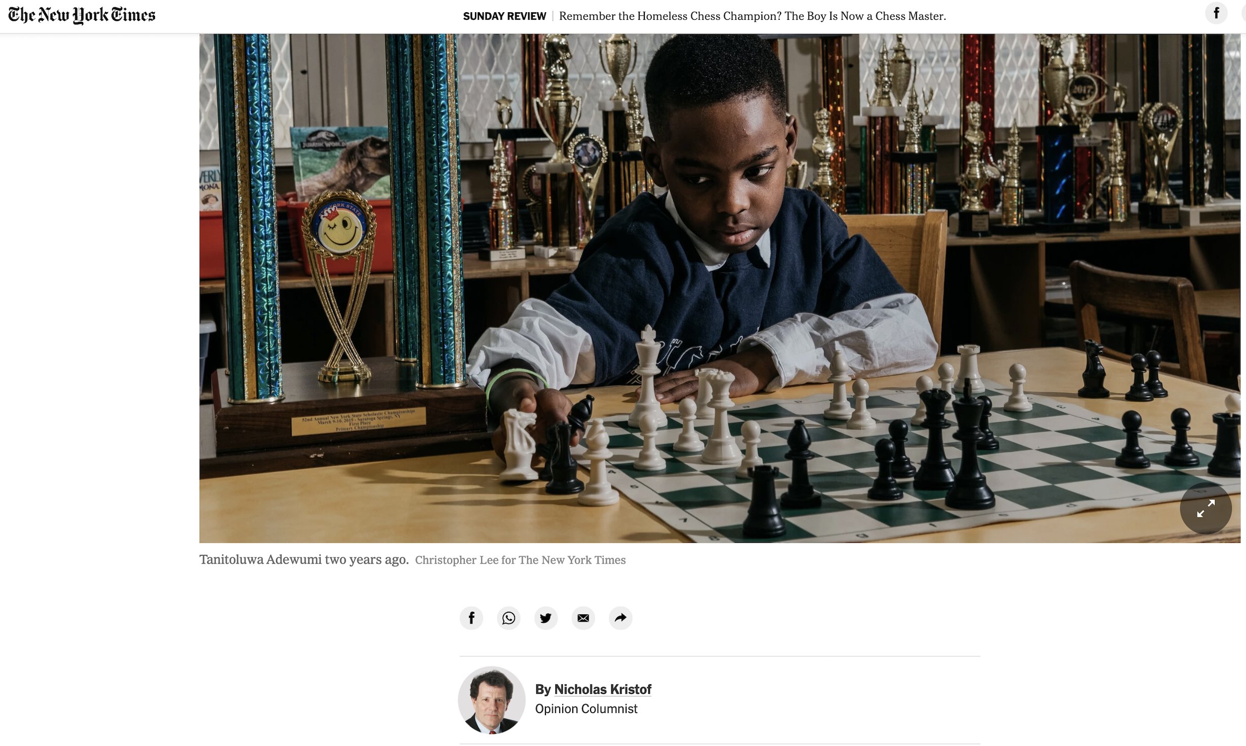Opinion  Remember the Homeless Chess Champion? The Boy Is Now a Chess  Master. - The New York Times