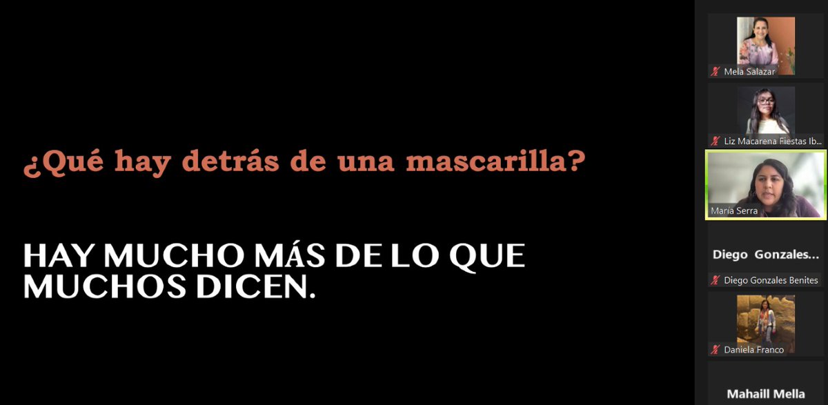 macfib's tweet photo. ¡Charla en COP con la profesora @Mela_Svelarde sobre la campaña #DetrásDeUnaMascarilla!
#Comark #ComPb
- Una estrella para los creativos ✨ https://t.co/Oz6R6lM1km