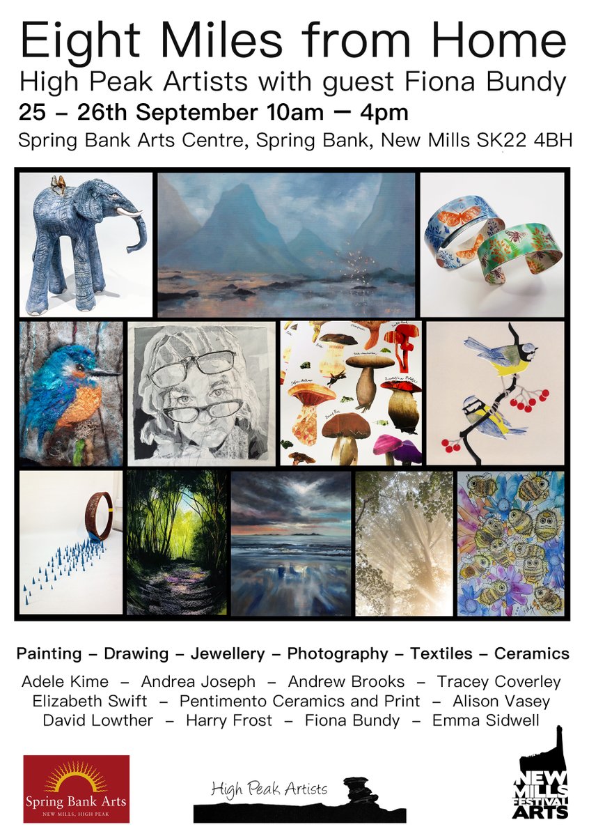 As if doing the art in windows <a href="/NMFestivalArts/">NMFestivalArts</a> is not enough excitement, I'm absolutely thrilled to be exhibiting in "Eight Miles from Home" with 11 super talented artists 25-26th Sept at the beautiful Spring Bank Arts Centre in #NewMills!
