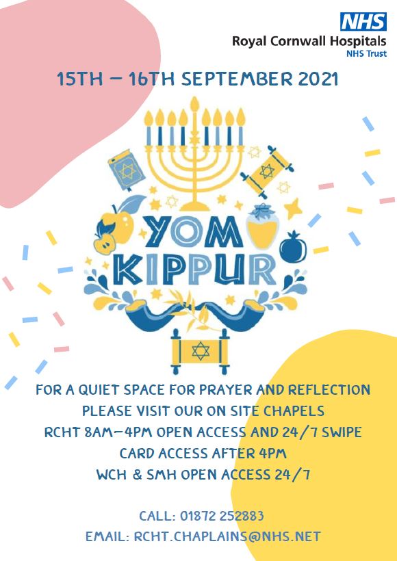 Yom Kippur, also known as the Day of Atonement, is the holiest day of the year in Judaism. For a quiet space for prayer and reflection, please visit our onsite chapels. RCHT 8am-4pm open access and 24/7 swipecard access after 4pm. WCH and SMH open access 24/7.
 #yomkippur