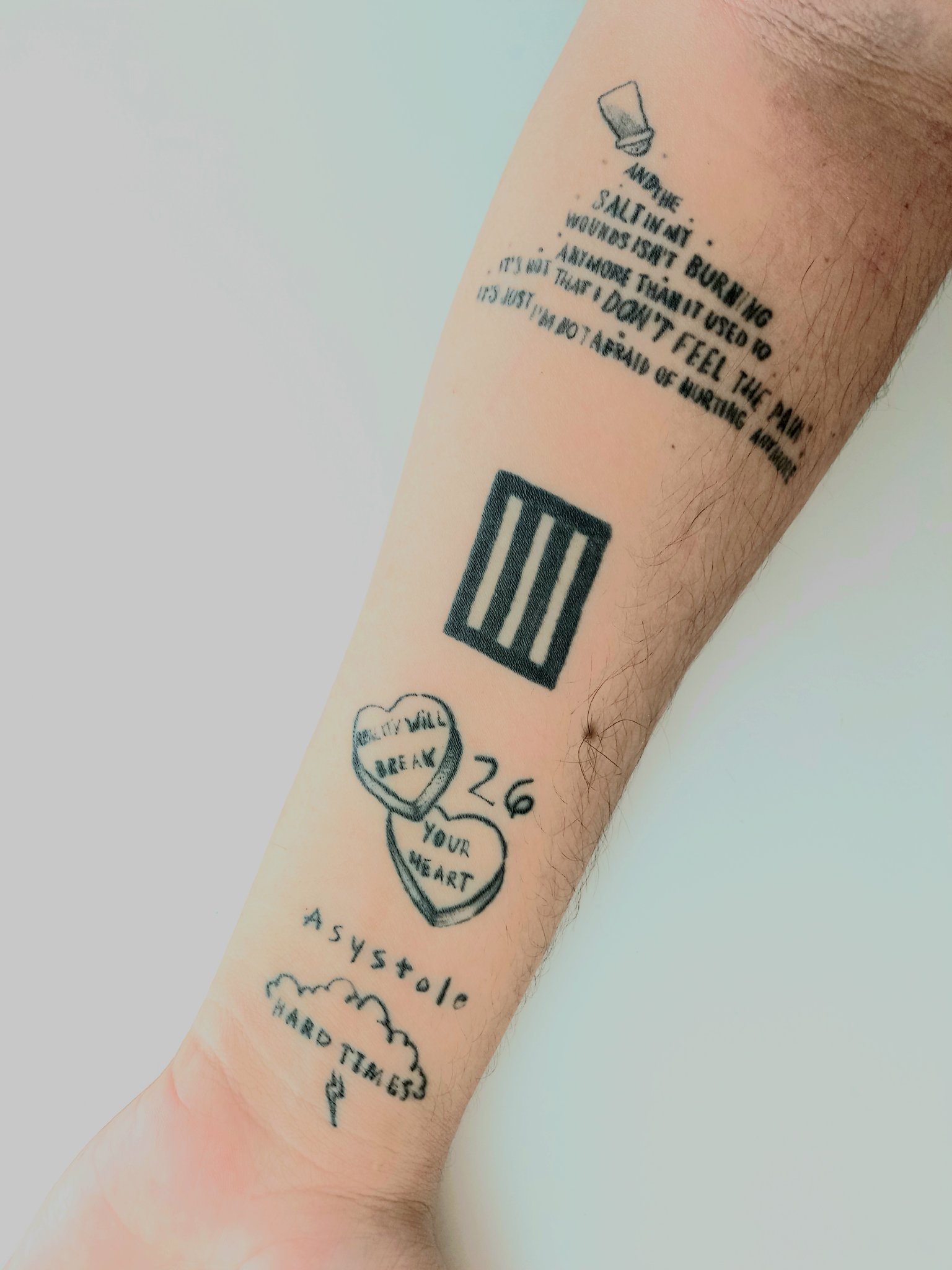 nexo zero🥀 on X: Minhas tattoos do @paramore: Last Hope Logo ST 26 Hard  Times Coming soon. BBBB, BNE e Daydreaming. @yelyahwilliams   / X