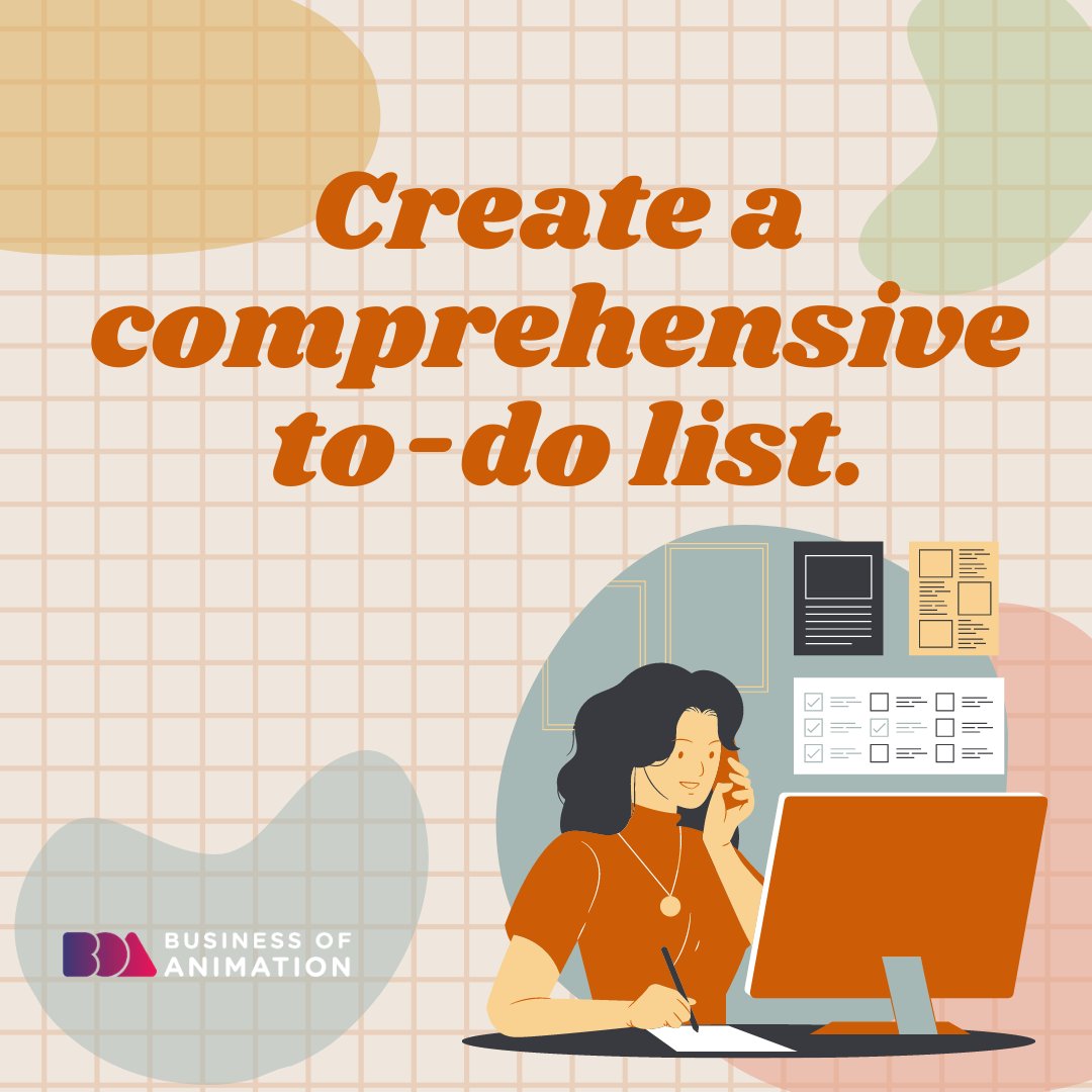 animationbiz's tweet image. How do you manage to finish your animation projects on time? 

Here's how you can maximize your Productivity when Animating.

1. Focus on finishing one task at a time.
2. Create a comprehensive to-do list.
3. Set up the space to do the work.

#animatorproductivity #animatortime