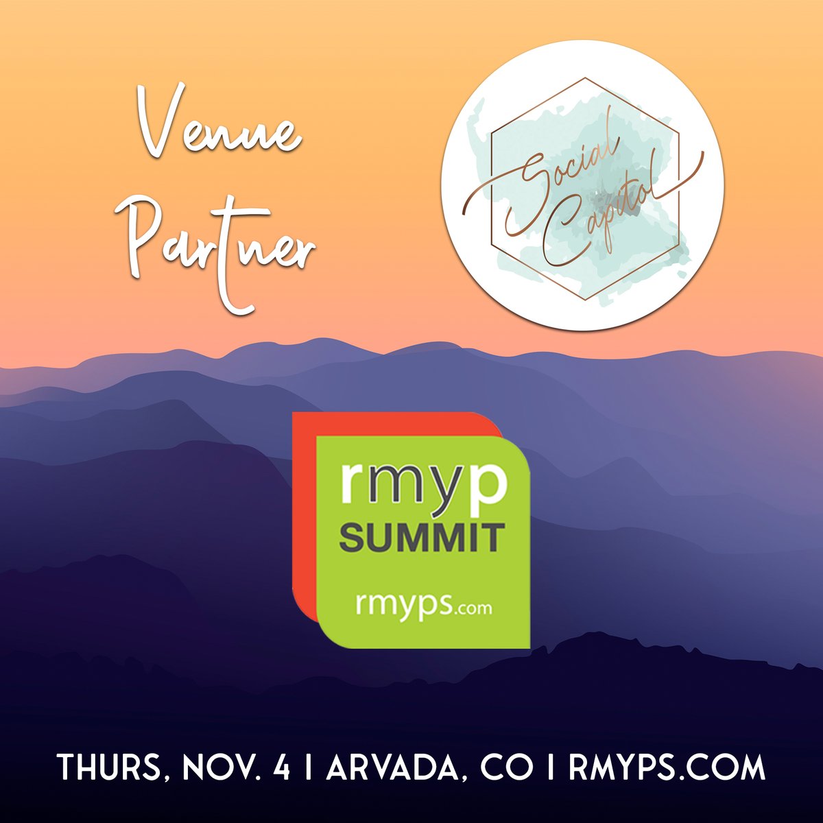 Big shoutout to Social Capitol &amp; <a href="/FootersCatering/">Footers Catering and Events</a> for hosting this year's <a href="/RMYPS/">Rocky Mountain YP Summit</a>! Don't miss out on all the amazing discussions, food, and new venue - register today!

📆Thursday, Nov. 4th
⏰ 8:00am-4:30pm (in-person)
🔗 Early-bird tickets now available - bit.ly/RMYPS21