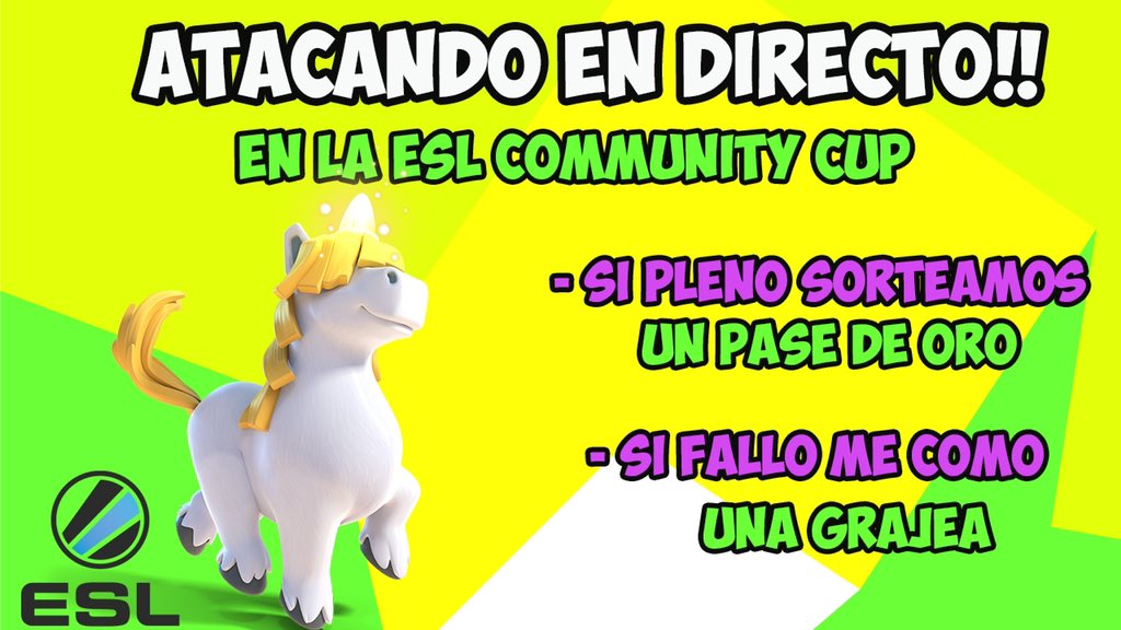 JUEVES 19:00🇪🇸 14:00🇦🇷 12:00🇲🇽

⚔️  ATACANDO EN DIRECTO ⚔️

🏆 <a href="/ESLClashofClans/">ESL Clash of Clans</a> <a href="/ESLspain/">ESL España</a> COMMUNITY CUP!

FORMATO 5vs5 5/15 💪🏼

➡️ SI PLENO: 🍀 SORTEO DE PASE DE ORO🍀

➡️ SI FALLO: COMO GRAJEA

Os espero 🤗🤗

twitch.tv/srtamaverick