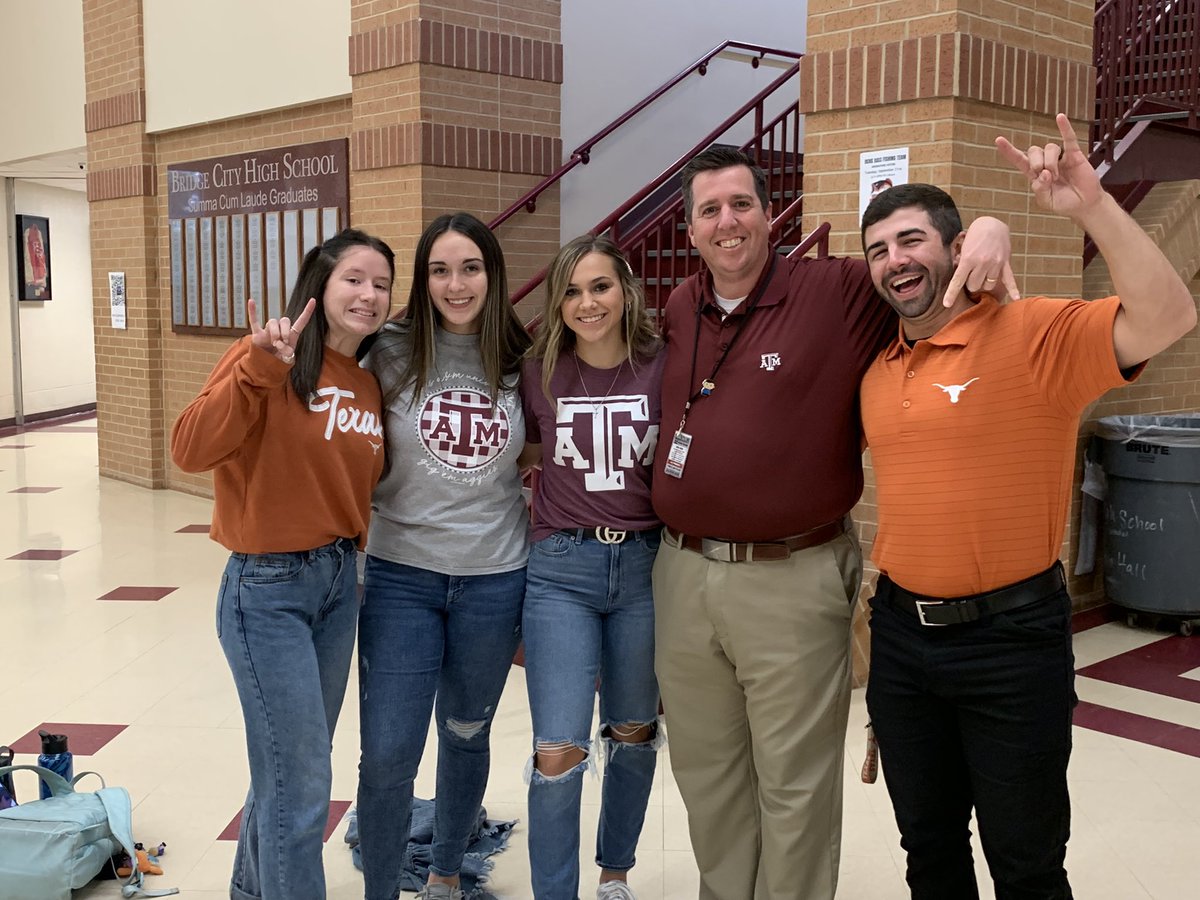 BridgeCityHS's tweet photo. @timdubya is the loudest, proudest member of the Fightin' Texas Aggie Class of 2004-(@CoachZihlman 12) (@mrshamB1 11)lots of maroon in the hallways today(and a little burnt orange๐@HunterUzzle & purple ๐
,too๐)โผ๏ธ#WHOOPWEDNESDAY๐๐ผ #Happy40MrWoolley https://t.co/c862OlJcbg