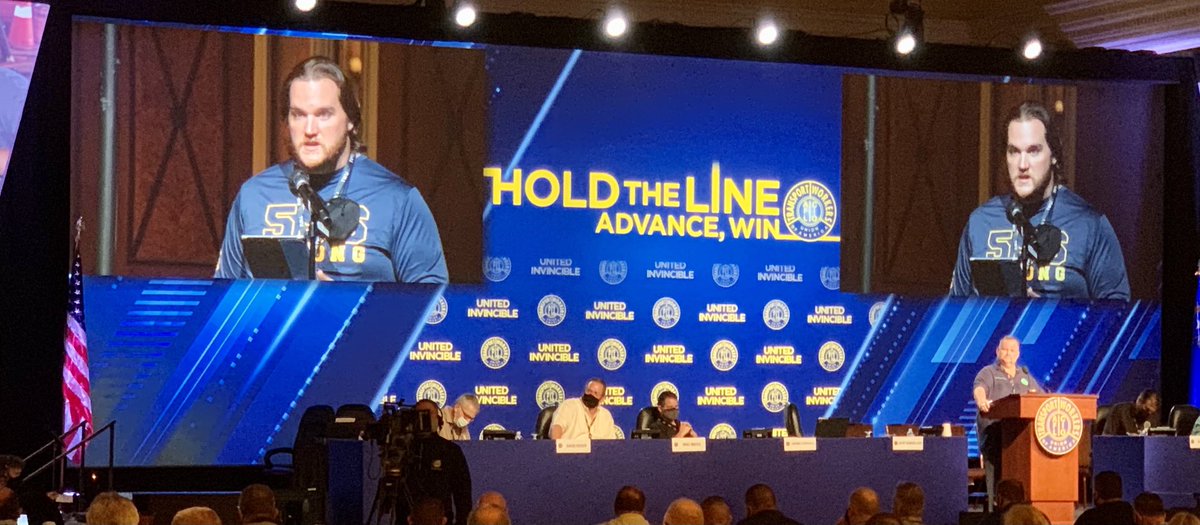 ThomMc's tweet image. TWU 556 Member Patrick Paladino speaks in support of promoting our Sisters in the workplace and union #transportworker #CivilRightsAreHumanRights