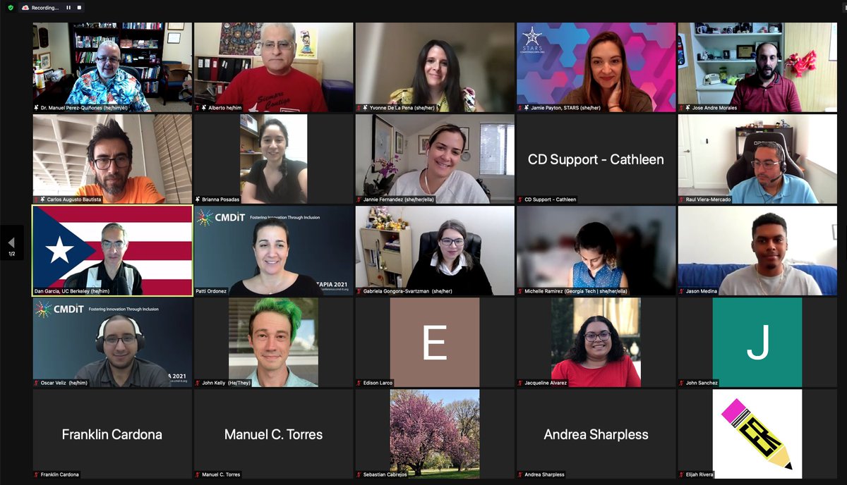 The Virtual version of the Hispanics In Computing today at the Tapia Conference!