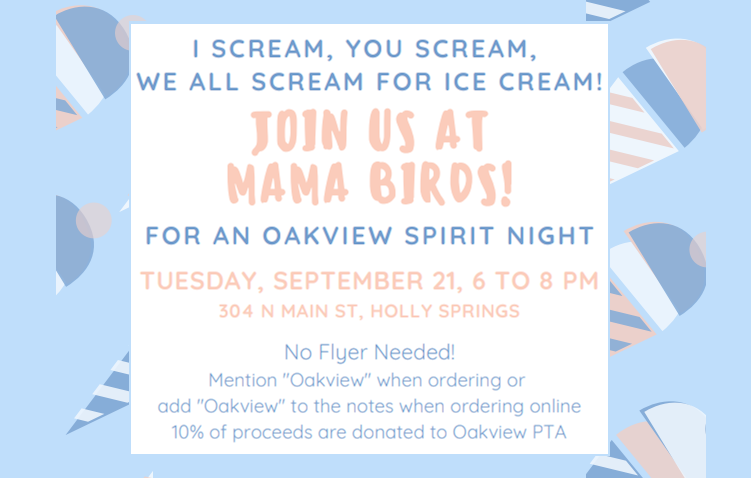 Oakview Spirit Night at Mama Birds!