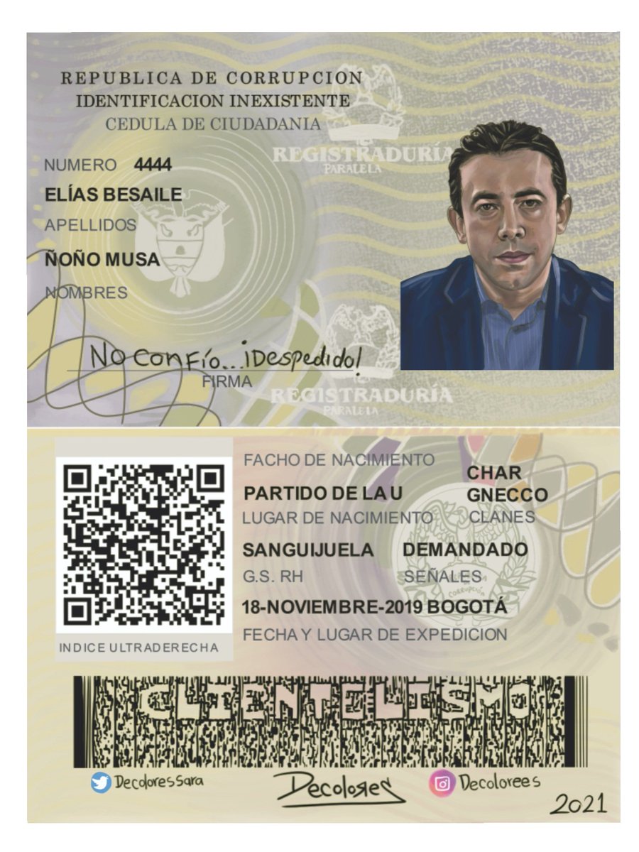 4444
Serie: Registraduría Paralela

Ilustración digital 
¿Conocen ustedes a este señor? Si su respuesta es no, fíjese en el código QR. El número de cédula tiene puesto de votación ingresen a la página de la registraduría y verifíquenlo en la opción Consulta de lugar de votación