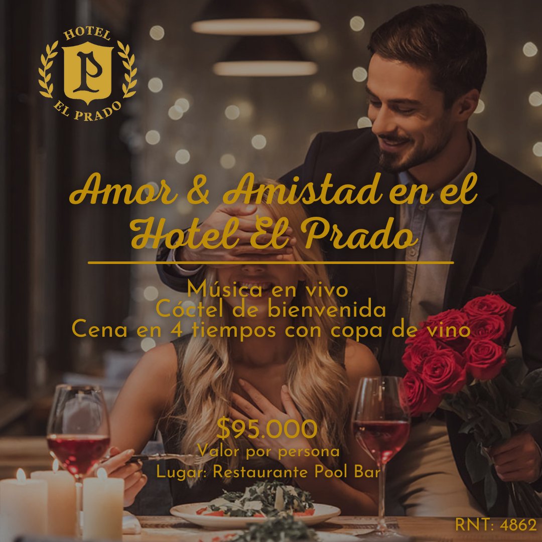 Celebra Amor &amp; Amistad al mejor estilo Prado. 
Realiza tu reserva a través de nuestros canales digitales o al:
☎️ (60)(5) 3100 - 800
📲 317 639 0254