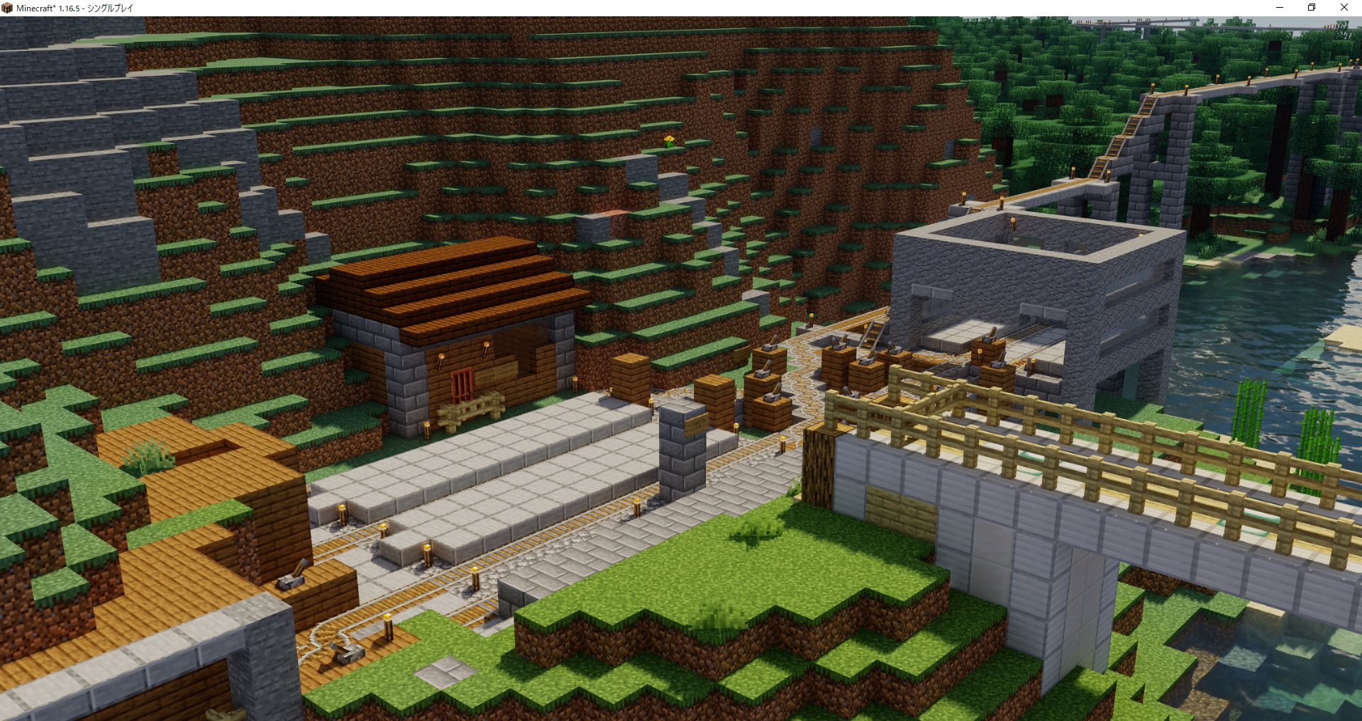 Twitter 上的 宝条みちる Minecraft Rt Creatord2 10時投稿 駅シリーズ 丸山奥林鉄道林鉄丸山駅 陸石県丸山中央市にある森林鉄道の駅である 丸山奥林鉄道の拠点駅でもあり 付近には事務所や車庫がある この駅には石材輸送と木材輸送を担っており Sr秋高線に