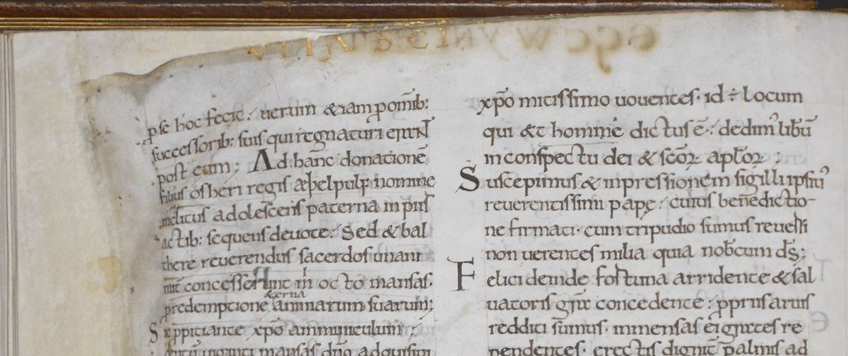 Whenever I find that I've had ink, paint, etc bleed through, I remind myself medieval illuminators had the same problem.
London, British Library, Cotton MS Nero E/I part I, f.29.r/v showing title of the entry for Byrhtferth of Ramsey’s Life of St Ecgwin(e).