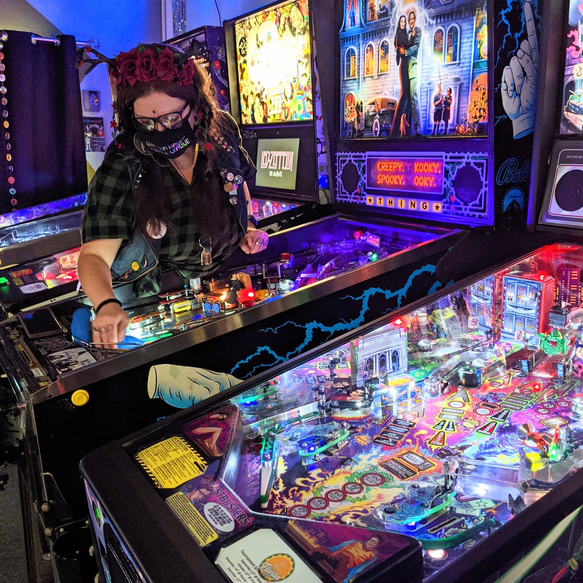 ArtcadeWH's tweet photo. Jett always makes sure our machines are shining, but she's putting in a little extra elbow grease for the #pinballtournament this upcoming Saturday! ✨ It's going to be super special since it's only Artcade's SECOND tournament since becoming #IFPA official! #Artcade #WinterHaven https://t.co/IBMaJTKPmW