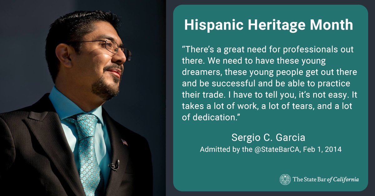 Today marks the start of #HispanicHeritageMonth, Sept 15-Oct 15. As we recognize the achievements & contributions of the Hispanic community to our nation, we spotlight Sergio C. Garcia, the nation’s first undocumented immigrant admitted to the practice of law. https://t.co/3neaFVLnJ5
