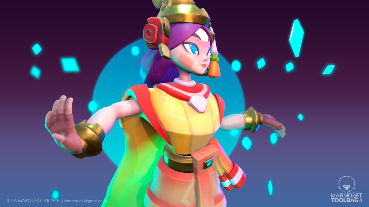 GrisJuliette's tweet photo. I'm finally done with the beautiful Thai Dancer!🌺💜

Stylized real-time model, with colorful and vibrant textures ✨🌈🎨✨
Based on the amazing concept of @chanin_nincha 

 📩Full breakdown:
https://t.co/9Kwhe9YEiM https://t.co/doNoWo68vb