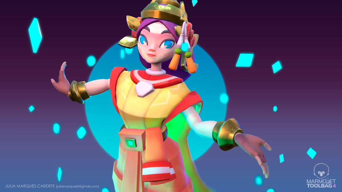 GrisJuliette's tweet photo. I'm finally done with the beautiful Thai Dancer!🌺💜

Stylized real-time model, with colorful and vibrant textures ✨🌈🎨✨
Based on the amazing concept of @chanin_nincha 

 📩Full breakdown:
https://t.co/9Kwhe9YEiM https://t.co/doNoWo68vb