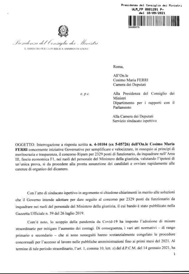 ComitatoPa's tweet photo. Dalla risposta data da #Brunetta alla pag. 3 dell'interrogazione dell'On. @FerriCosimo emerge che con il co 4bis si vuole sdoganare la preselezione per titoli a TUTTI i tempi determinati non PNRR. A nostro avviso si va ad annacquare l'emendamento @GianclaudioB #ugualiallapartenza https://t.co/8RdrST7YgE