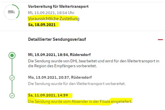 Sieben Tage für ein Paket? <a href="/DHLPaket/">DHL Paket</a>, tragt ihr das zu Fuß durch die Republik?