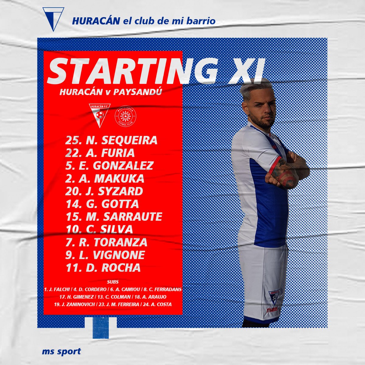 @AmateurAUF | XI 
Esta tarde cueste lo que cueste 👊🏻

¡Asi vamos! Desde el Paso hasta el Parque Maracaná para enfrentarnos a @PaysaFCOficial por la tercer fecha.

Los elegidos por Álvaro Sarina son los siguientes 👇🏻