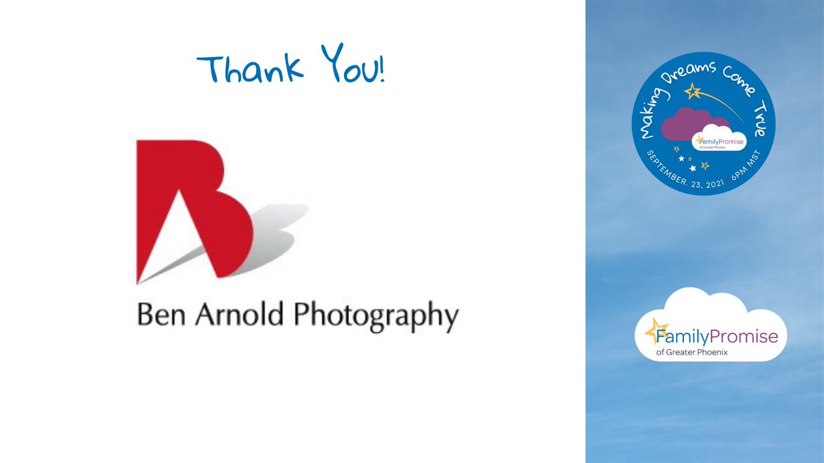 We count on our wonderful sponsors for their support. 🙏 Thank you, Ben Arnold Photography, for making dreams come true by contributing a photo shoot for our production of this great event. 🌟