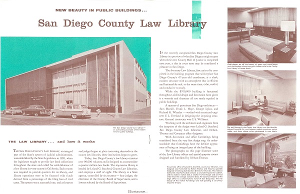 The new beauty in town. In 1958 the new San Diego County Law Library building officially opened to the public #sdlaw #librarybuildings #midcenturyarchitecture