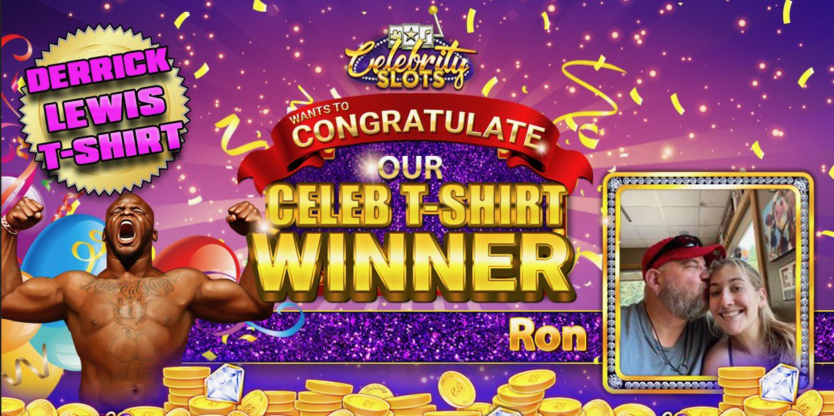 🎉 Play for your chance to win Cash &amp; Prizes! 
📲 Play Now: link.celebrityslots.com/1/applaunch
🌟 Congratulations to Ron for winning a Derrick Lewis T-shirt!

#celebrityslots #winning #lindseypelas #giveaway #giftcard #prizes #cashandprizes #cash #instagood #instawin #win