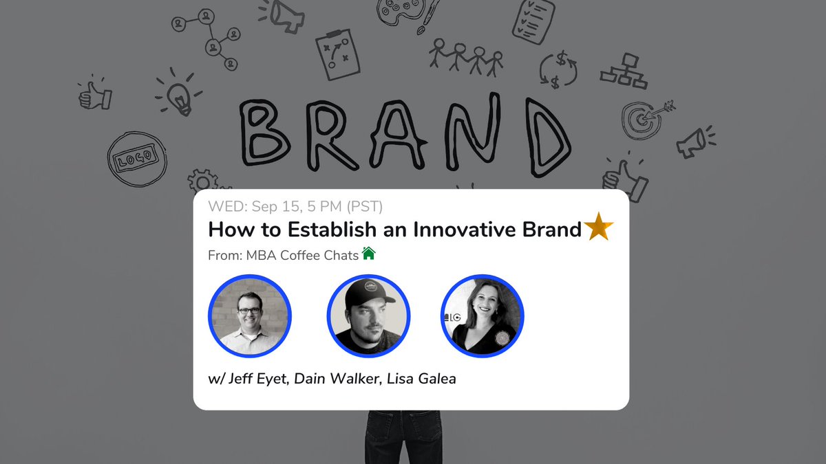 MBAChats's tweet photo. What do #brands need to reinvent their #industry?

🎙️Join us as we talk about "How to Establish an #Innovative #Brand?" with @jeffeyet, @thelisagalea and @dainwalker2 at 5 PM PST on 👉 https://t.co/KCosg6pa37

#branding #innovation #designthinking https://t.co/gVERDwFGHV