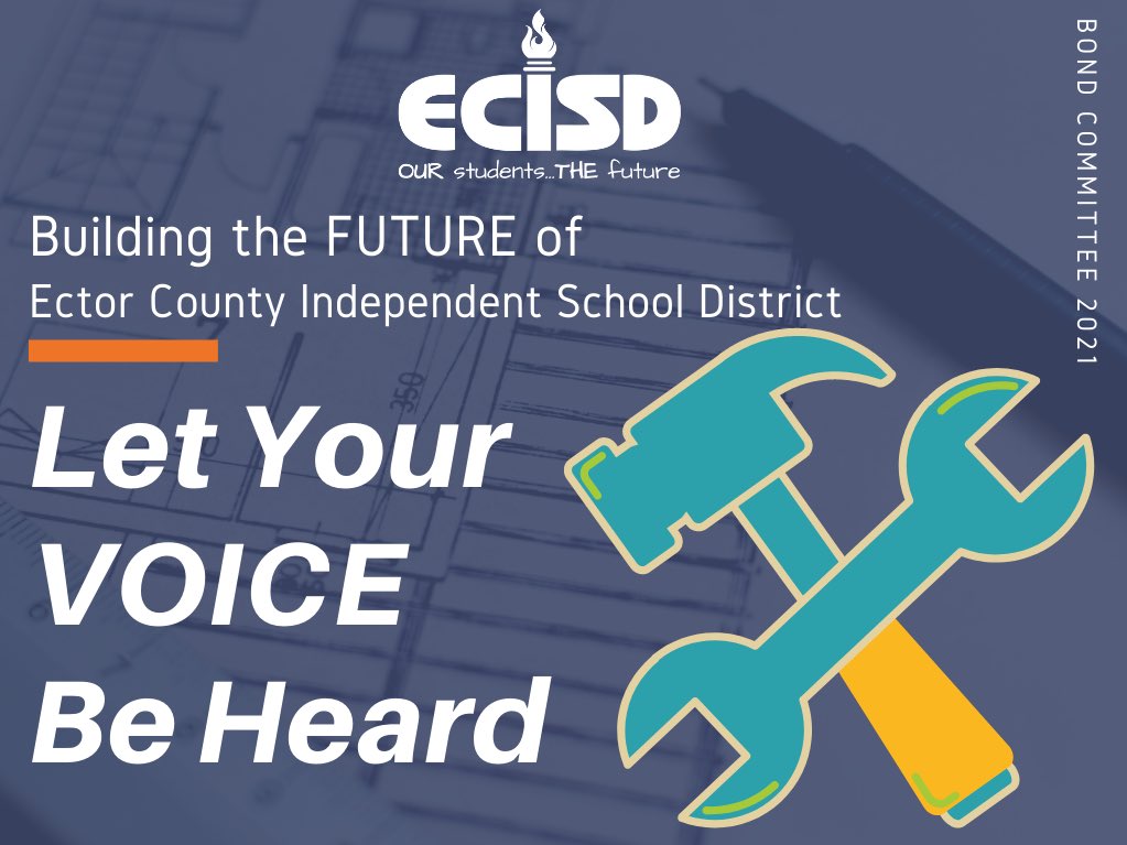 (2/2) Now, those committee members and District leaders would like to hear from you.
 
Community Meeting #1 is Wednesday, 9/15, at Odessa High School’s Performing Arts Center.
 
Community Meeting #2 is Thursday, 9:16, in Permian High School’s Library. Both begin at 6:00 p.m.