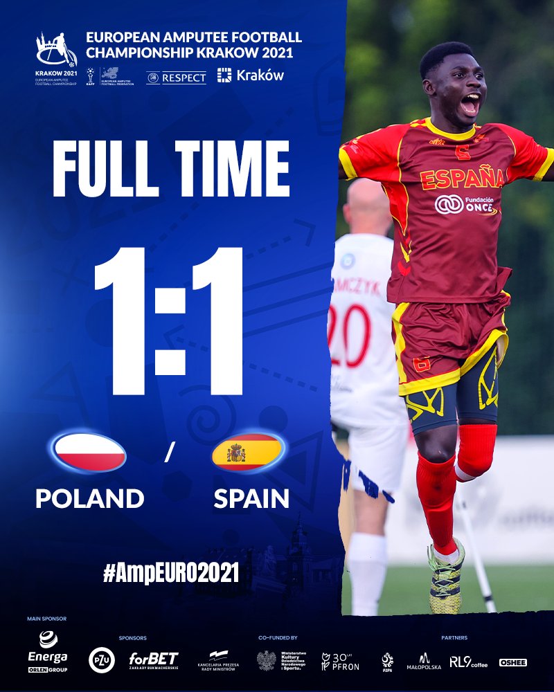 ⚽️⚽️ España cierra la fase de grupos del Europeo de fútbol para amputados con empate frente a Polonia y accede a cuartos de final 

#amputee #Uefa #futbol #amputados