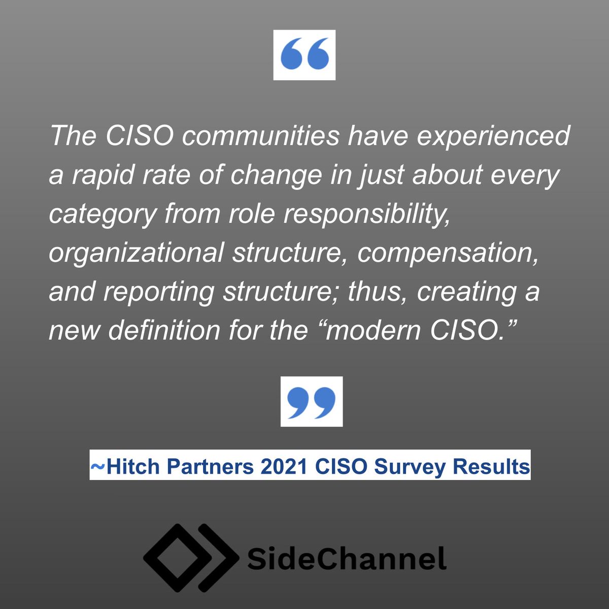 SideChannel (@sidechannelsec) on Twitter photo As challenging, and like-no-other year 2020 was, hitting every single side of our life, we at <a href="/sidechannelsec/">SideChannel</a> want to highlight the importance of the Hitch Partners 2021 CISO Survey Results.
Click on the link to learn more hitchpartners.com/2021-ciso-surv…
#cybersecurity #ciso #vciso As challenging, and like-no-other year 2020 was, hitting every single side of our life, we at <a href="/sidechannelsec/">SideChannel</a> want to highlight the importance of the Hitch Partners 2021 CISO Survey Results.
Click on the link to learn more hitchpartners.com/2021-ciso-surv…
#cybersecurity #ciso #vciso