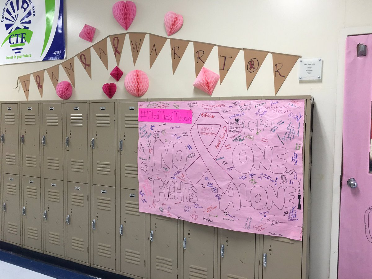 MHJuniorHigh's tweet photo. So very happy for Mrs. Mize finishing her Chemo!! She is an inspiration. @jenniferlseaman @Dr_JakeLong @MHJuniorHigh https://t.co/9X6nT8UKRI