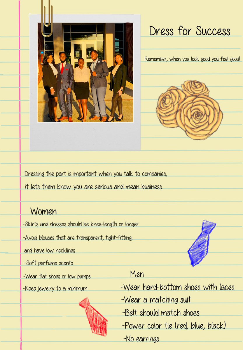 Day 1! Of the Chi Psi declassified survival guide: Career Fair edition 📓

Today’s topic: Dress for success!
Your first impression is how you look, be sure to be presentable and follow our check list of dos and don’ts 💼👔