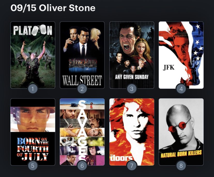 Hoy cumple años el director Oliver Stone (75). Happy Birthday ! Aquí mi ranking: 