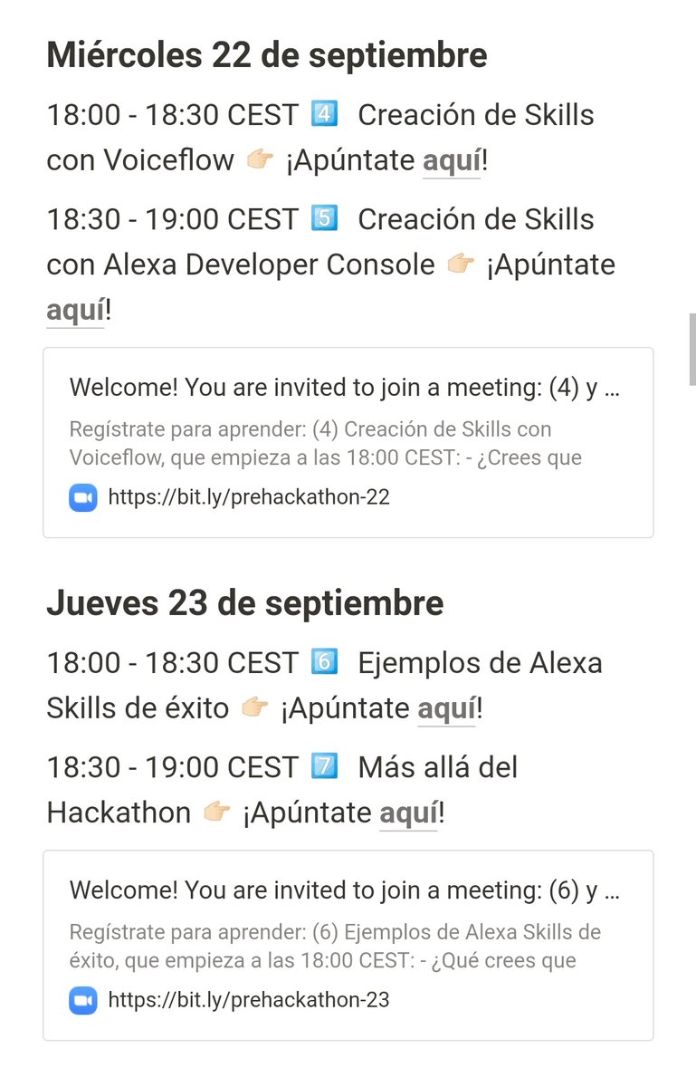 clear_is_me's tweet photo. ¡Apúntate al Hackathon Alexa: Impacto Social de @WomenInVoiceSp @WomeninVoicemx y @ComunidadAlexa los días 24-26 de septiembre! 📆

Toda una semana llena de eventos para apoyar a los participantes desde el otro lado de la pantalla 💻💪🏻

¡Echa un 👀 a la agenda pre-hackathon! 👇🏻👇🏻 https://t.co/B81SBwPf2G