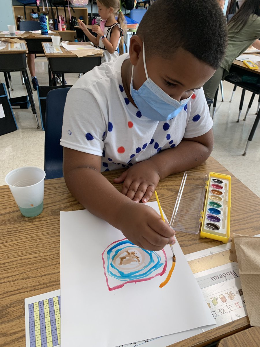 DLevitt11's tweet photo. Today we celebrated Dot Day! We then did some watercolor painting of dots. We talked about how when we see our dot art hanging up we will be reminded that we CAN do the things we set our minds to! @24Kath @CZawatson @LBSchoolsNY #ProudtoBeLB https://t.co/QW2HBGSZN2