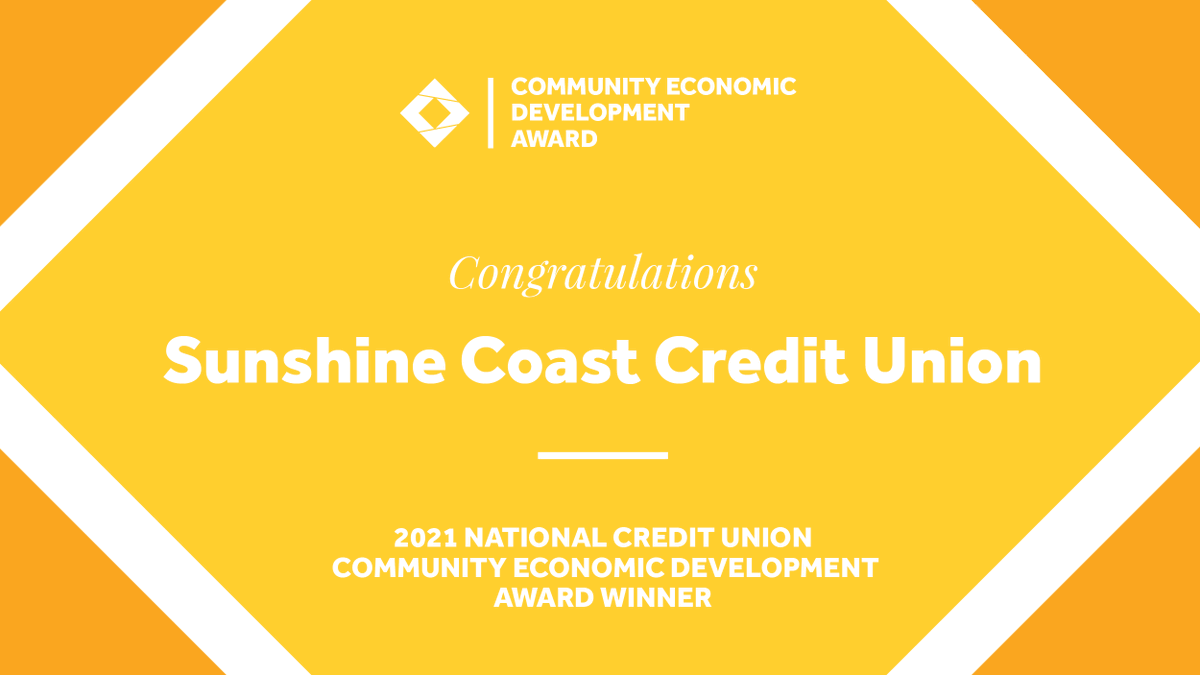 Congratulations to <a href="/SunshineCoastCU/">Sunshine Coast Credit Union</a> for winning the 2021 National Credit Union Community &amp; Economic Development Award for Reinvention Stars Here! The initiative supported local economic recovery by providing investments to local communities in response to COVID-19. #IMPACT2021
