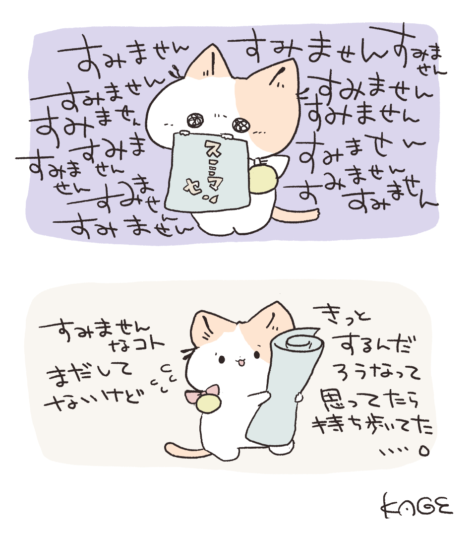 まいにちうまくいかないことばかりで「すみません」って言い続けていたら『すみません』を持ち歩くようになってた。それはけっこう重いから身動きがとりづらくなって、うまくいくこともいかなくなってゆく。持ち歩かなくていいんだよ
#フロイトの猫 