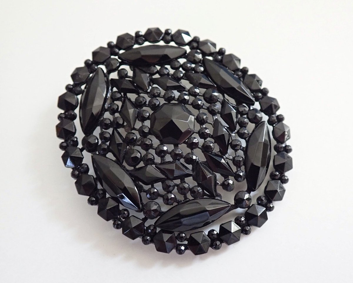 Large Antique Victorian Black French Jet Mourning Brooch 🖤 etsy.me/3zf9b44 GrandVintageFinery