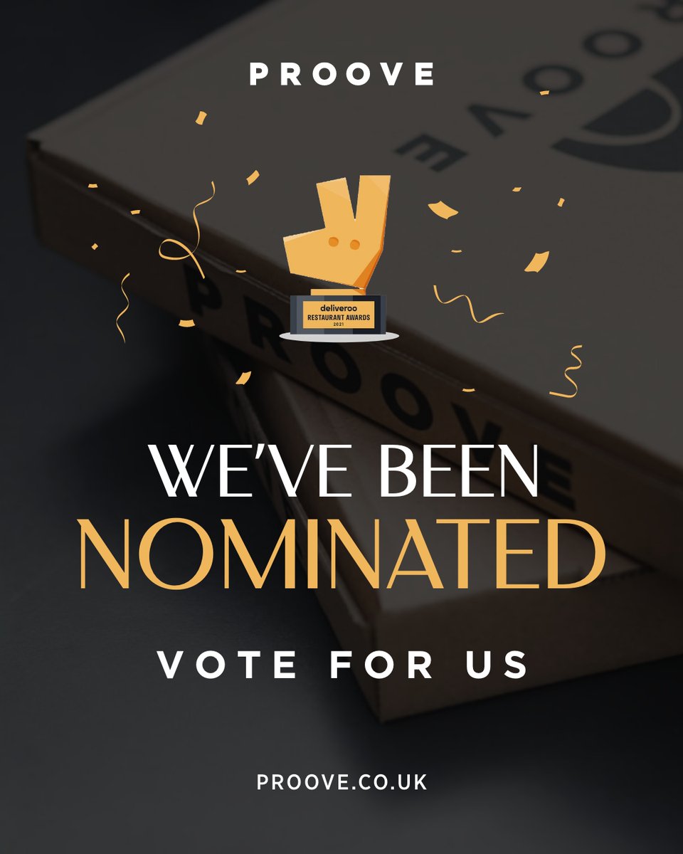 We’ve been selected for <a href="/Deliveroo/">Deliveroo</a> ‘Best Pizza’ award, and ‘Restaurant of the Year’ award! 🍕

🌟 Vote for us here: 
- Best Pizza award - bit.ly/2XmrYxq
- Restaurant of the Year award - bit.ly/3hzmcQm