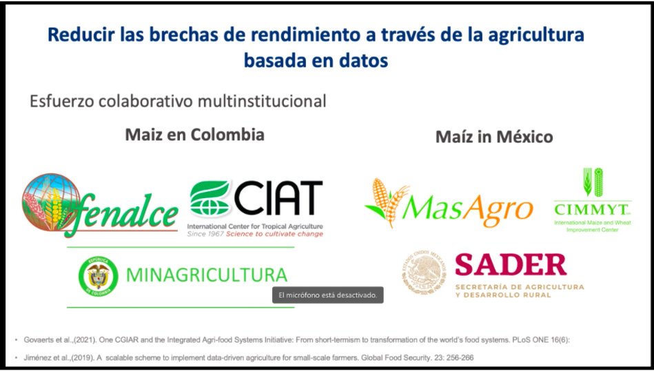 BiovIntCIAT_esp's tweet photo. Hugo Dorado, investigador asociado en Inclusión Digital de la Alianza @BiovIntCIAT_esp, habló sobre servicios digitales para reducir las brechas de rendimientos a través de la agricultura basada en datos y presentó casos de estudio en México y Colombia. https://t.co/ooYEoZDJK5