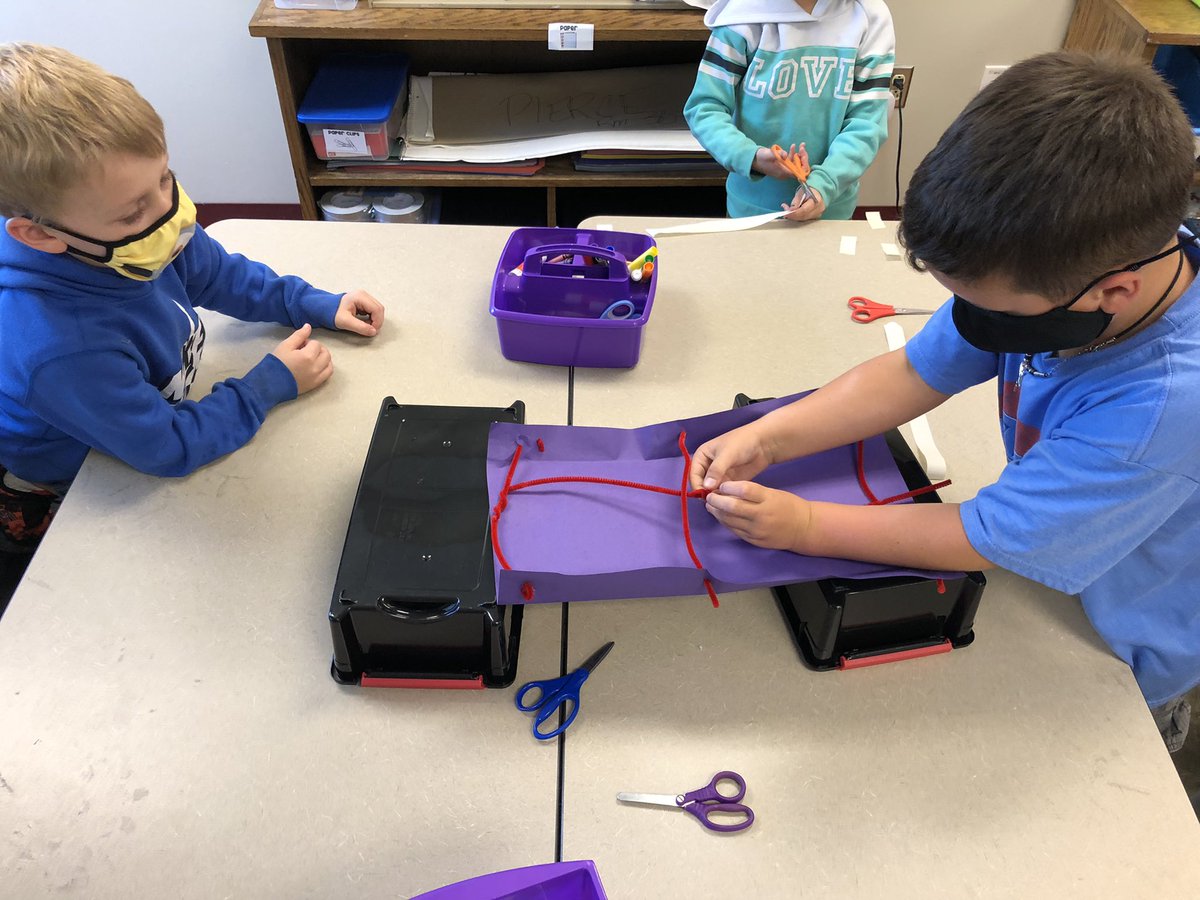 Mrs6Pierce's tweet photo. Using the EDP, 1st is building bridges with limited supplies to support a hot wheels car. They are on step 4 today!  @PeteTweets453 @AnthonyUSD453 #STEMeducation https://t.co/XlSpGWZPKg
