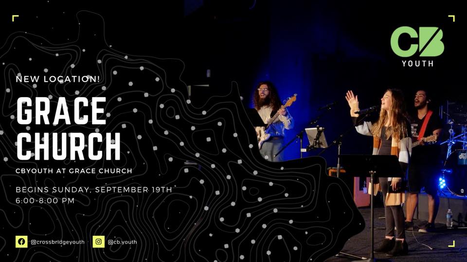 CrossbridgeCom3's tweet photo. CByouth is heading to GRACE CHURCH in Logan Sunday nights! All middle and high school students are invited to come this Sunday, September 19, 6-8pm as #CByouth kicks off the new school year with games, worship, the Word and COMMUNITY! See you all September 19th! https://t.co/6t9I3WEJz2