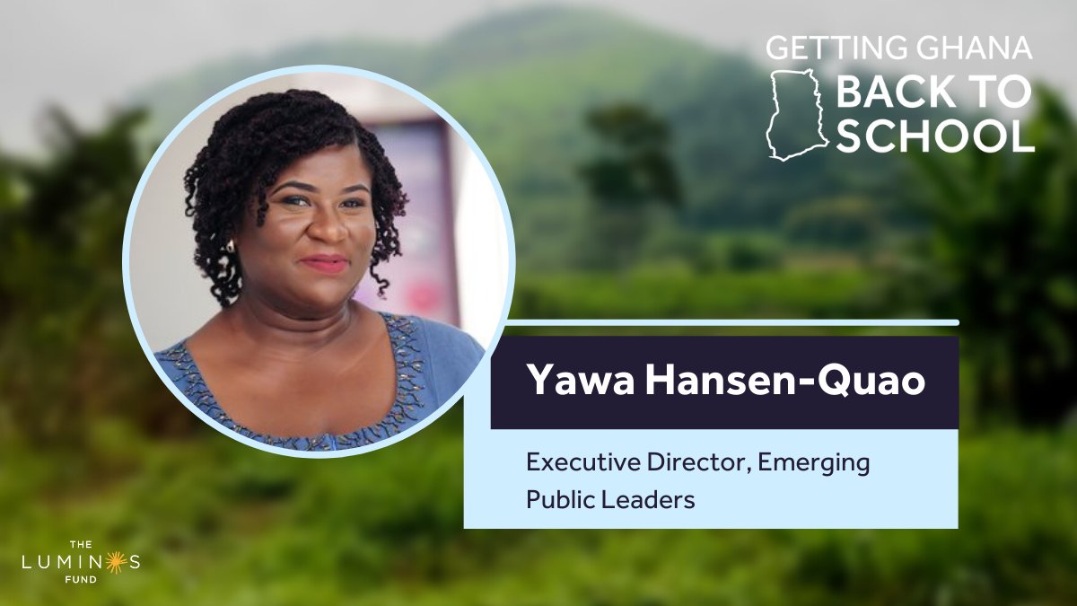 luminosfund's tweet photo. Meet Yawa Hansen-Quao! @yawahq is Executive Director of @EPLeaders. Join us at “Getting Ghana Back to School” on 9/23 as we discuss COVID’s impact on education in #Ghana and where we go from here with Yawa! 🗓️ RSVP: https://t.co/7KK4eQJ8ct https://t.co/mERSWuNiPR