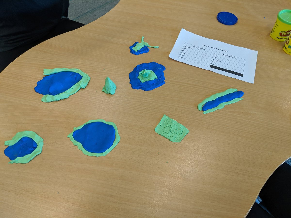 EmilyBrFCMS's tweet photo. Scholars use Play-Dough to create and build landforms and water features in our Geography unit https://t.co/iCVgSwv6jN