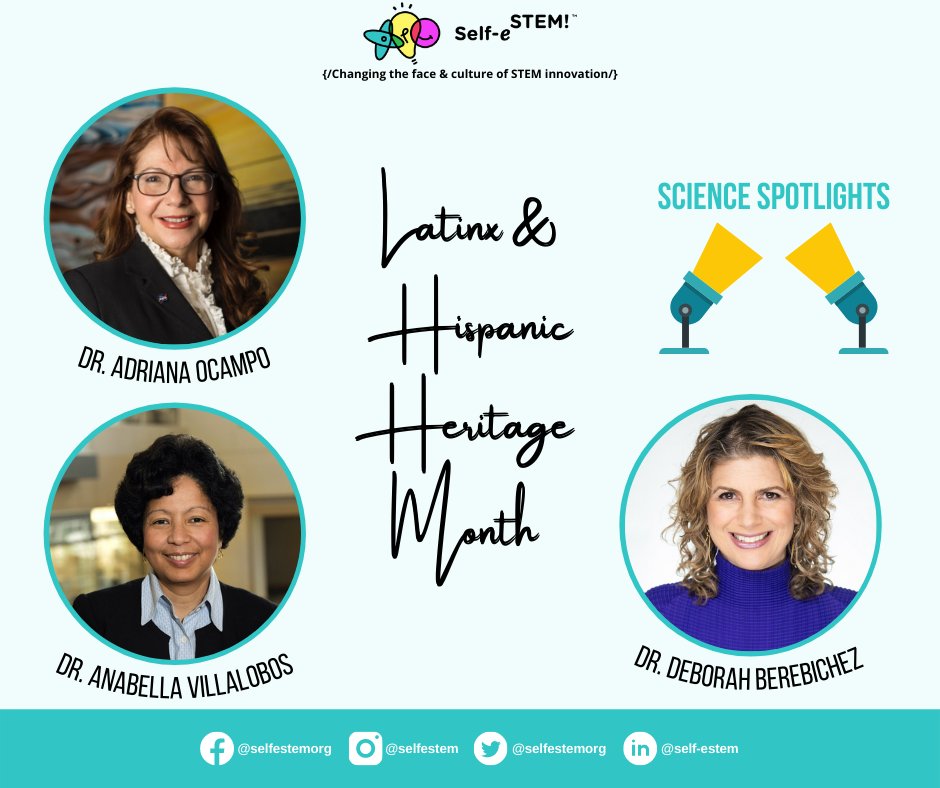 selfestemorg's tweet photo. We are excited to kick off Latin and Hispanic Heritage Month(LLHM) celebrating Latin/Hispanic women in Science! #selfestem #WomenInSTEMWednesday #STEMmode #WomenInSTEM #GirlsInSTEM #WomenInTech #STEM #DiversityEquityandInclusion #STEMeducation #LHHM #LatinxHispanicHeritageMonth https://t.co/CewlFe3MsN