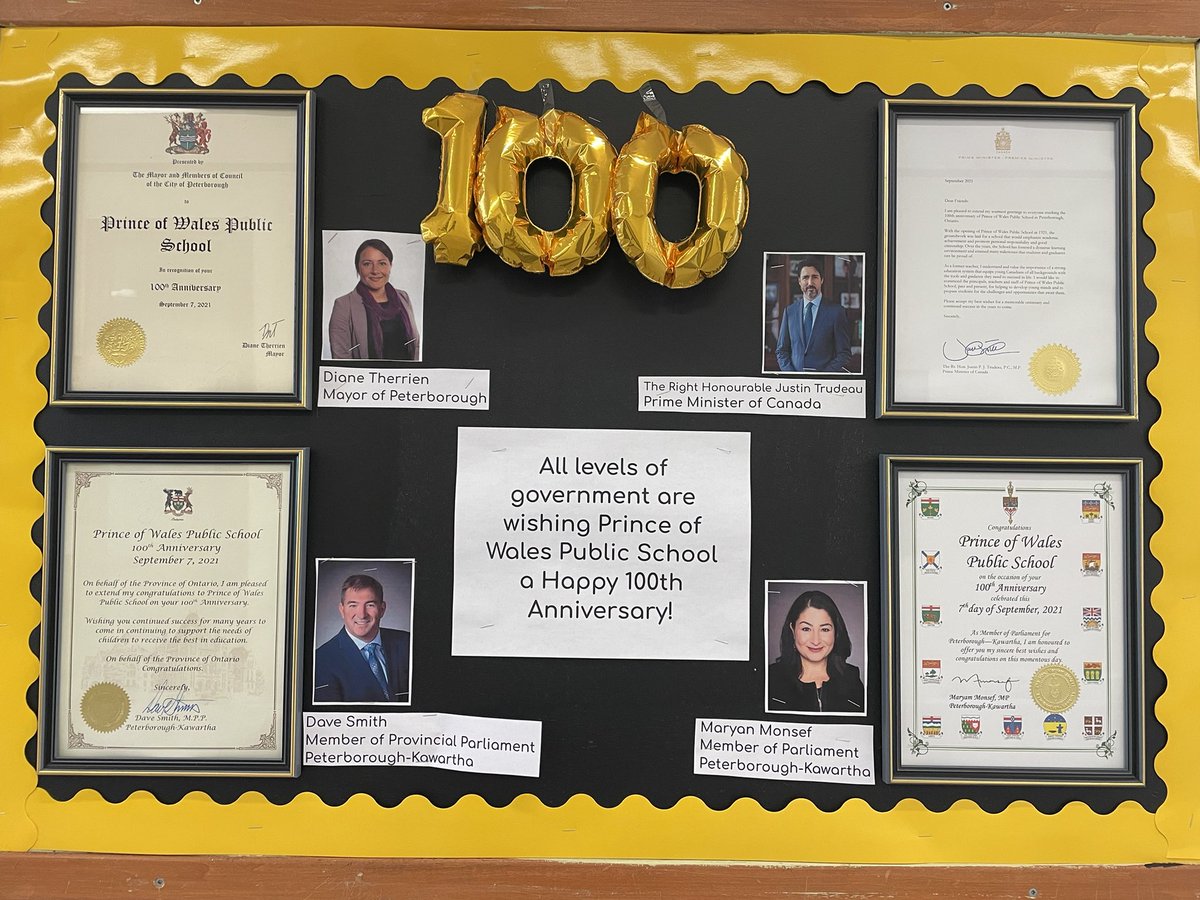 All levels of Government have sent letters wishing POW happy birthday! #KPRisAwesome #KPRschools #POW100years #ptbo