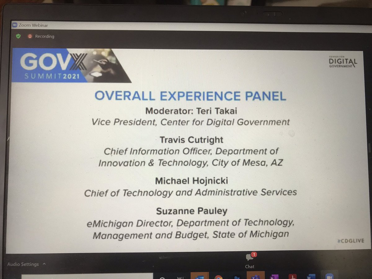 AndrewJBelanger's tweet photo. So cool to see #Michigan represent on the national stage at GovX Summit! @MichiganDTMB’s Suzanne Pauley, eMichigan Director is talking about @migovernment’s #a11y, content, branding, social media & #UX strategies to improve citizen interactions w/ #StateGov. #CDGLIVE #SocialGov https://t.co/bQuRxsf8kv