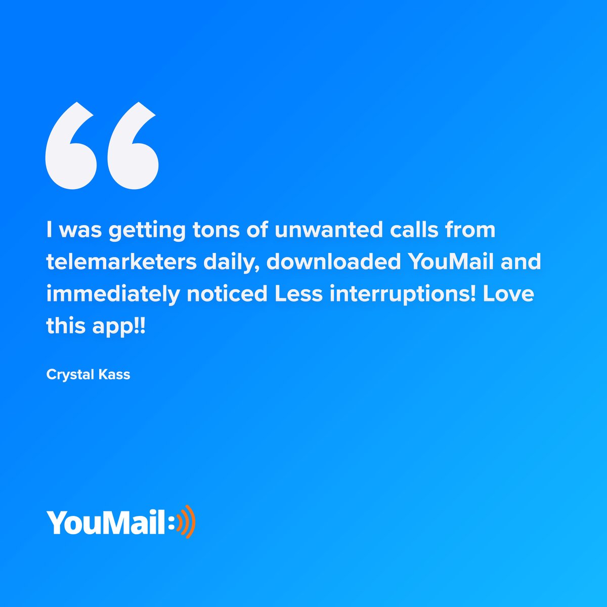 youmail's tweet image. Stop unwanted calls from telemarketers daily! Downloaded YOUMAIL  at youmail.com/home/signup and immediately notice less interruptions! 
#YouMail #StopRobocalls #CallBlocker