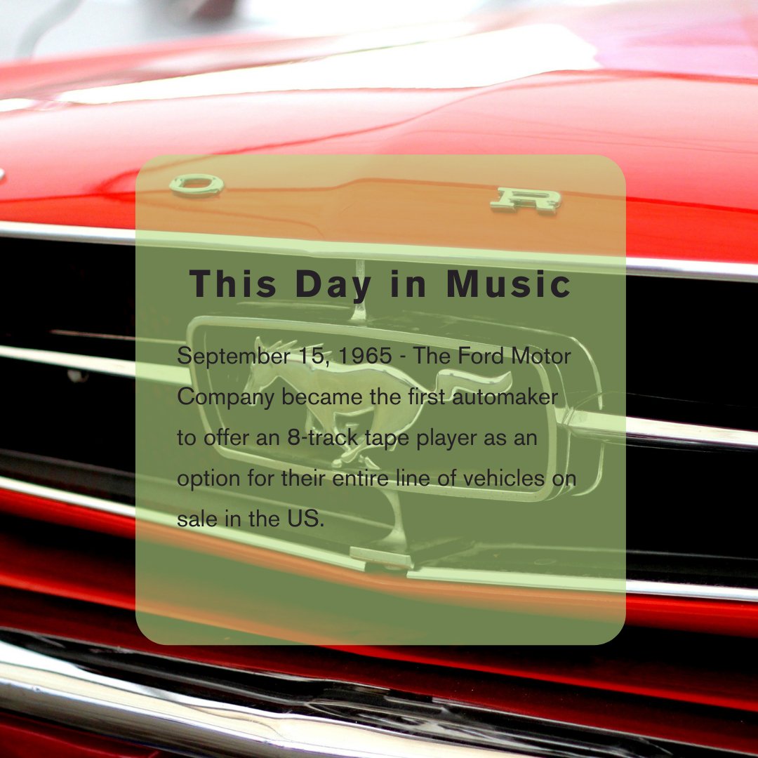 The Ford Motor Company became the first automaker to offer an 8-track tape player as an option for their entire line of vehicles on sale in the US.

Watch this ad for the 1966 Ford Mustang: ow.ly/aLDb50GaD52

#thisdayinmusic #fordmotorcompany #8tracktapeplayer